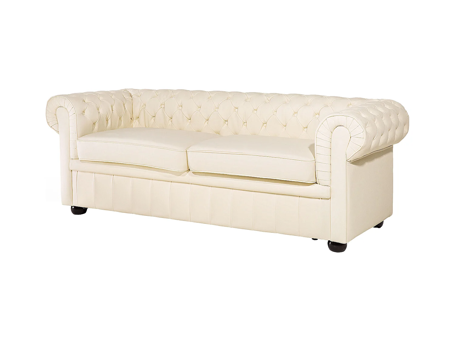 Ensemble de salon 4 places CHESTERFIELD Cuir Beige clair
