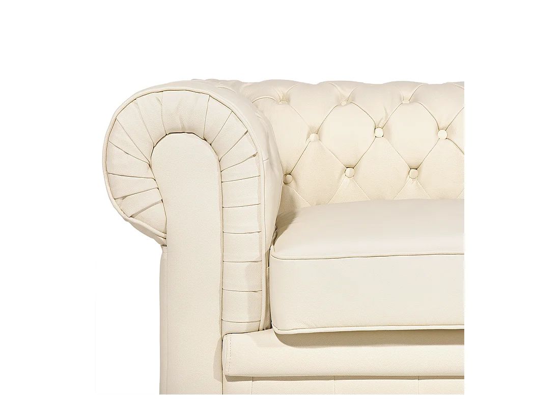 Ensemble de salon 4 places CHESTERFIELD Cuir Beige clair
