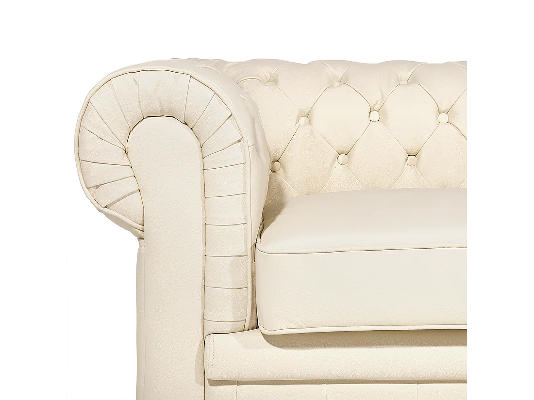 Komplet wypoczynkowy CHESTERFIELD Skóra naturalna Kremowy dla 4 osób