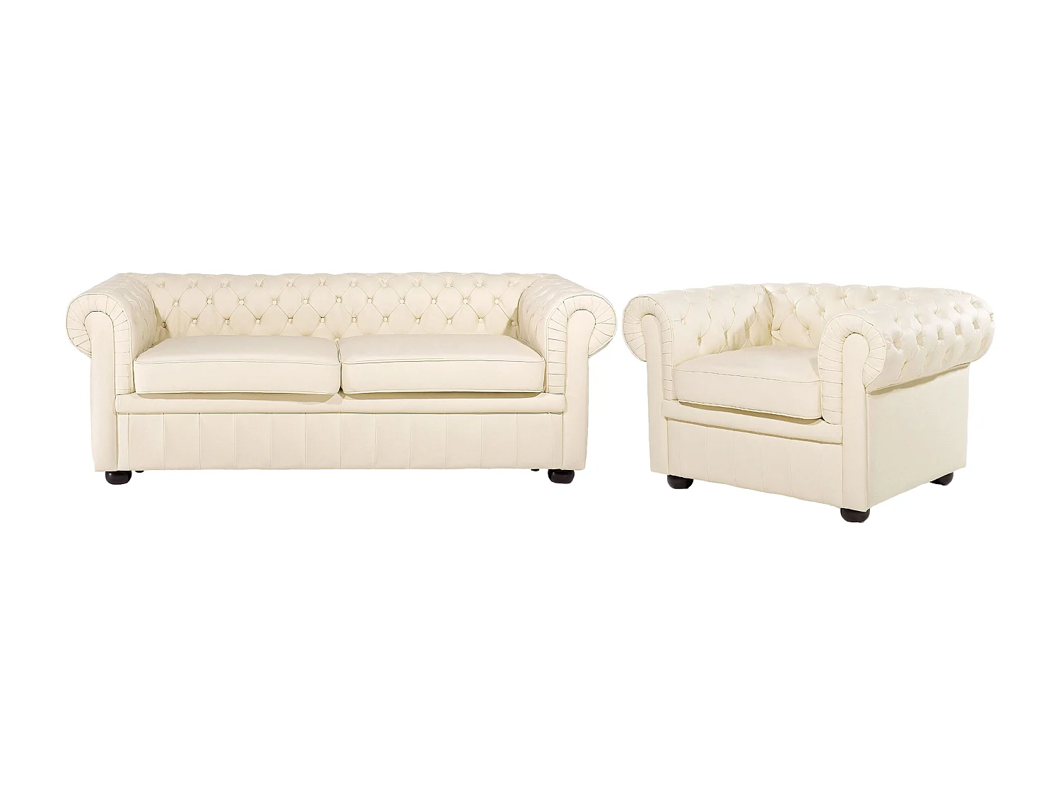 Ensemble de salon CHESTERFIELD Cuir Crème 4 places
