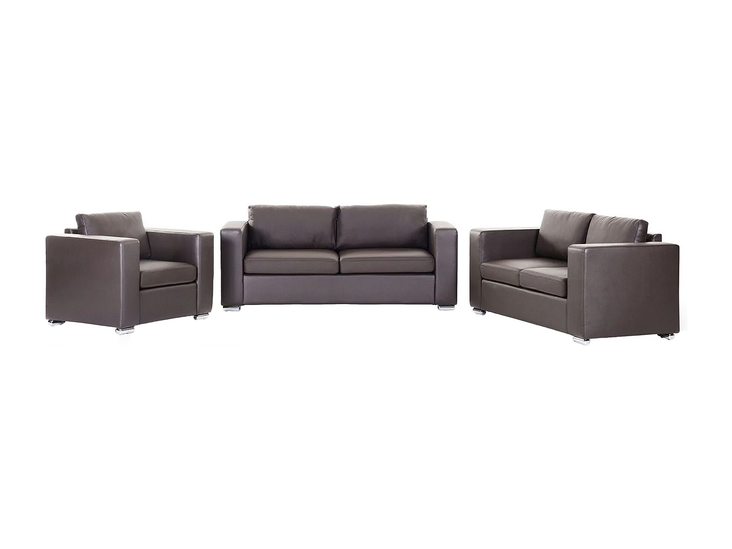 Ensemble de salon 6 places HELSINKI Cuir Marron foncé