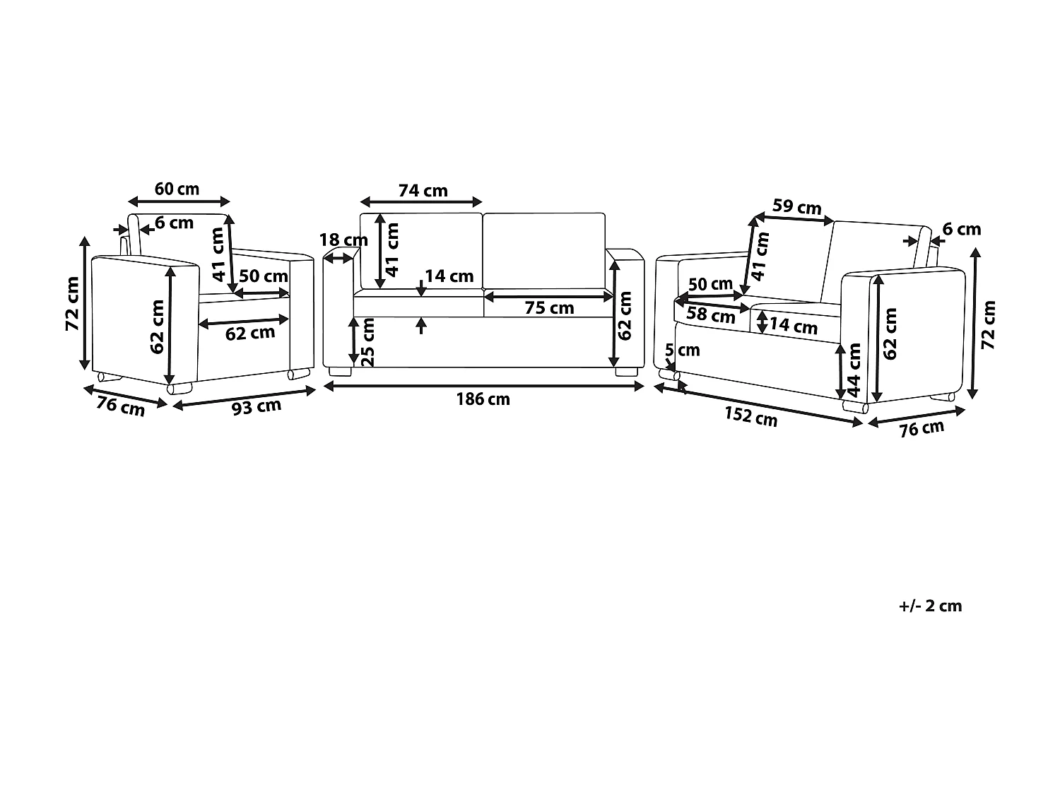 Ensemble de salon 6 places HELSINKI Cuir Marron foncé