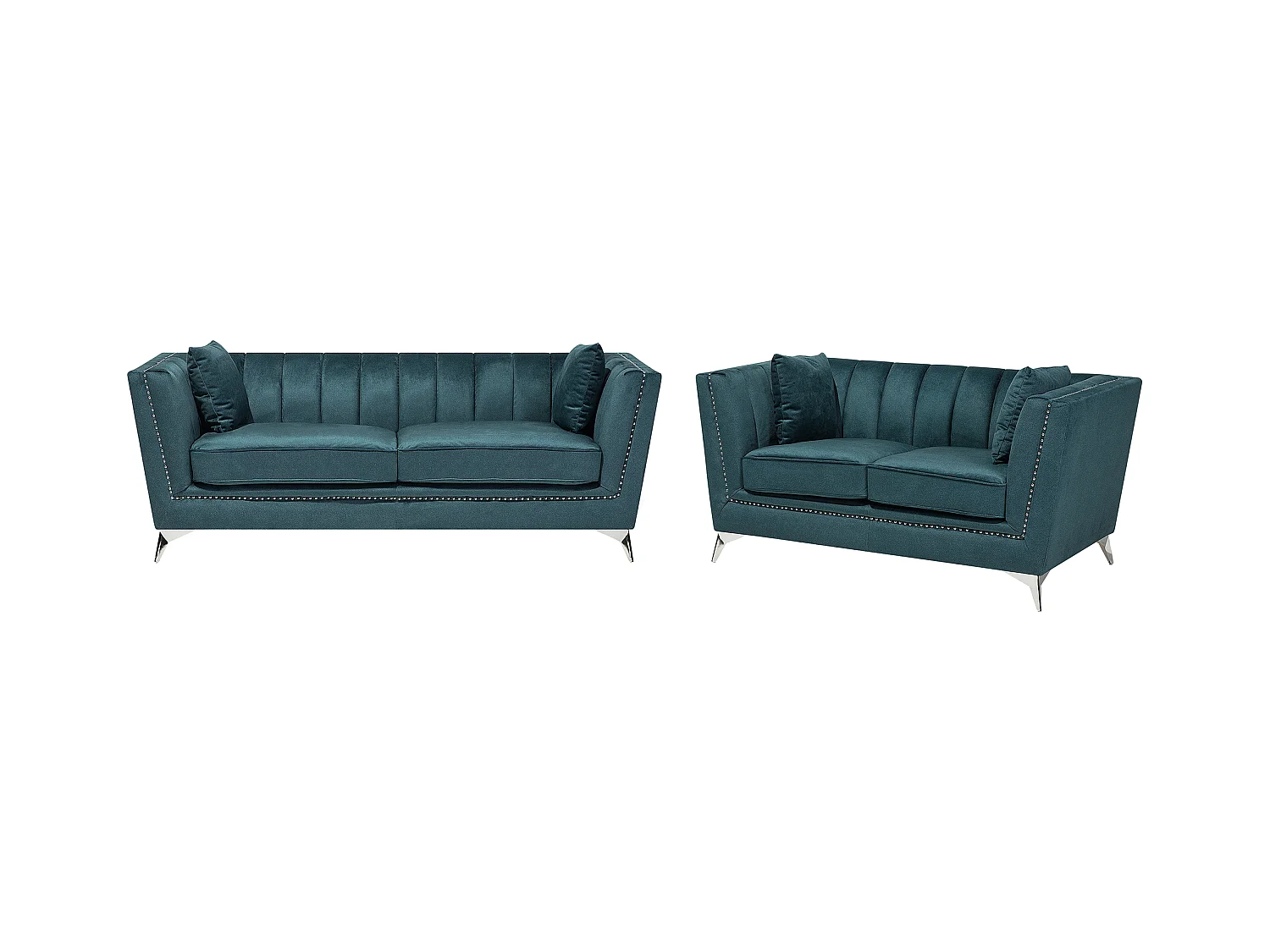 Ensemble de salon 5 places GAULA Velours Bleu paon