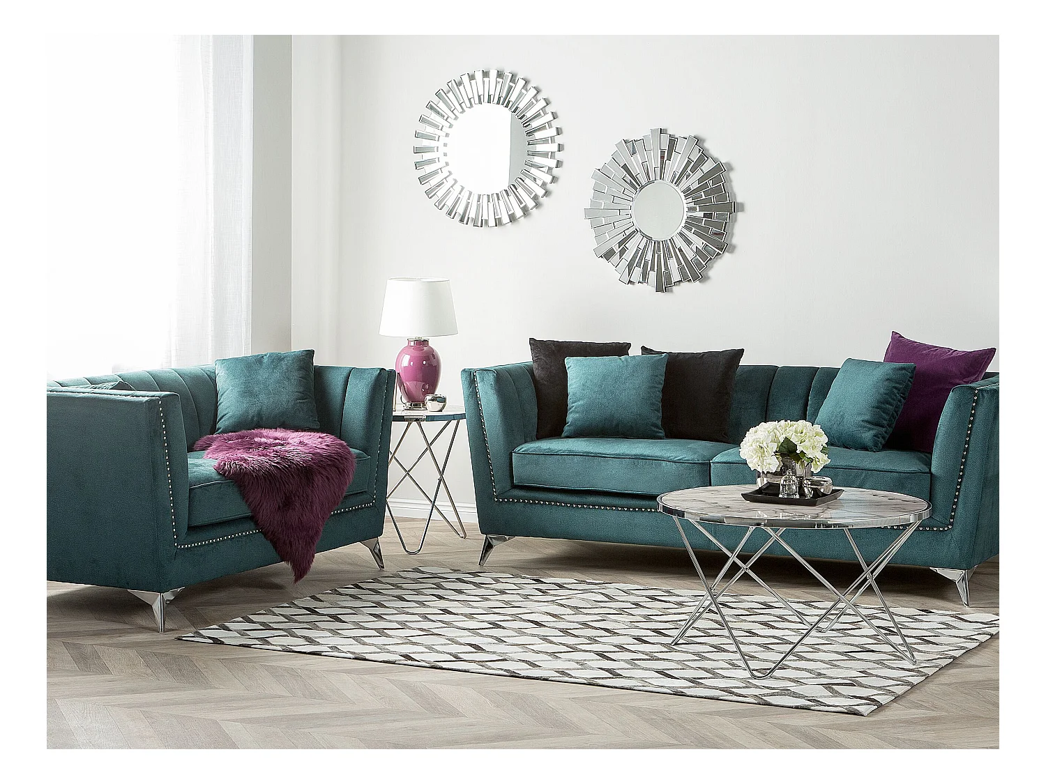 Komplet wypoczynkowy GAULA Welur Lazurowy dla 5 osób