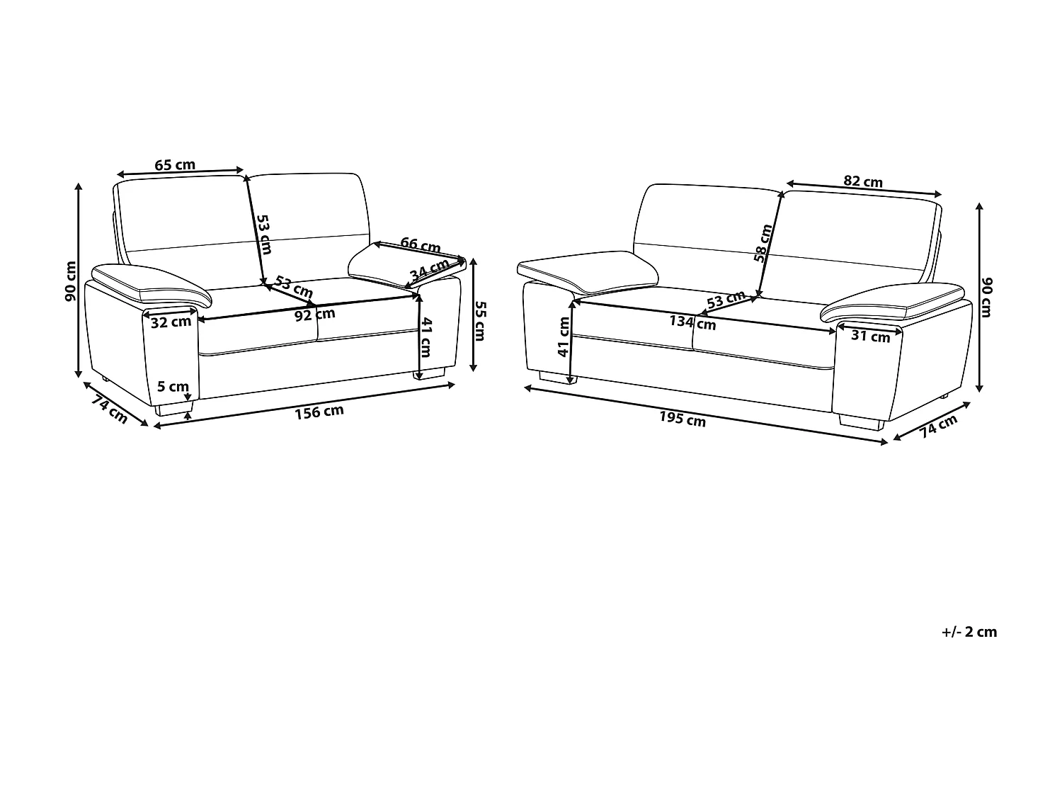 Ensemble de salon 5 places VOGAR Cuir PU Blanc cassé