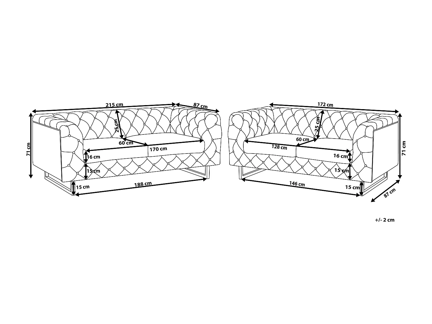 Conjunto de sala de estar VISSLAND Piel sintética Negro 5 plazas