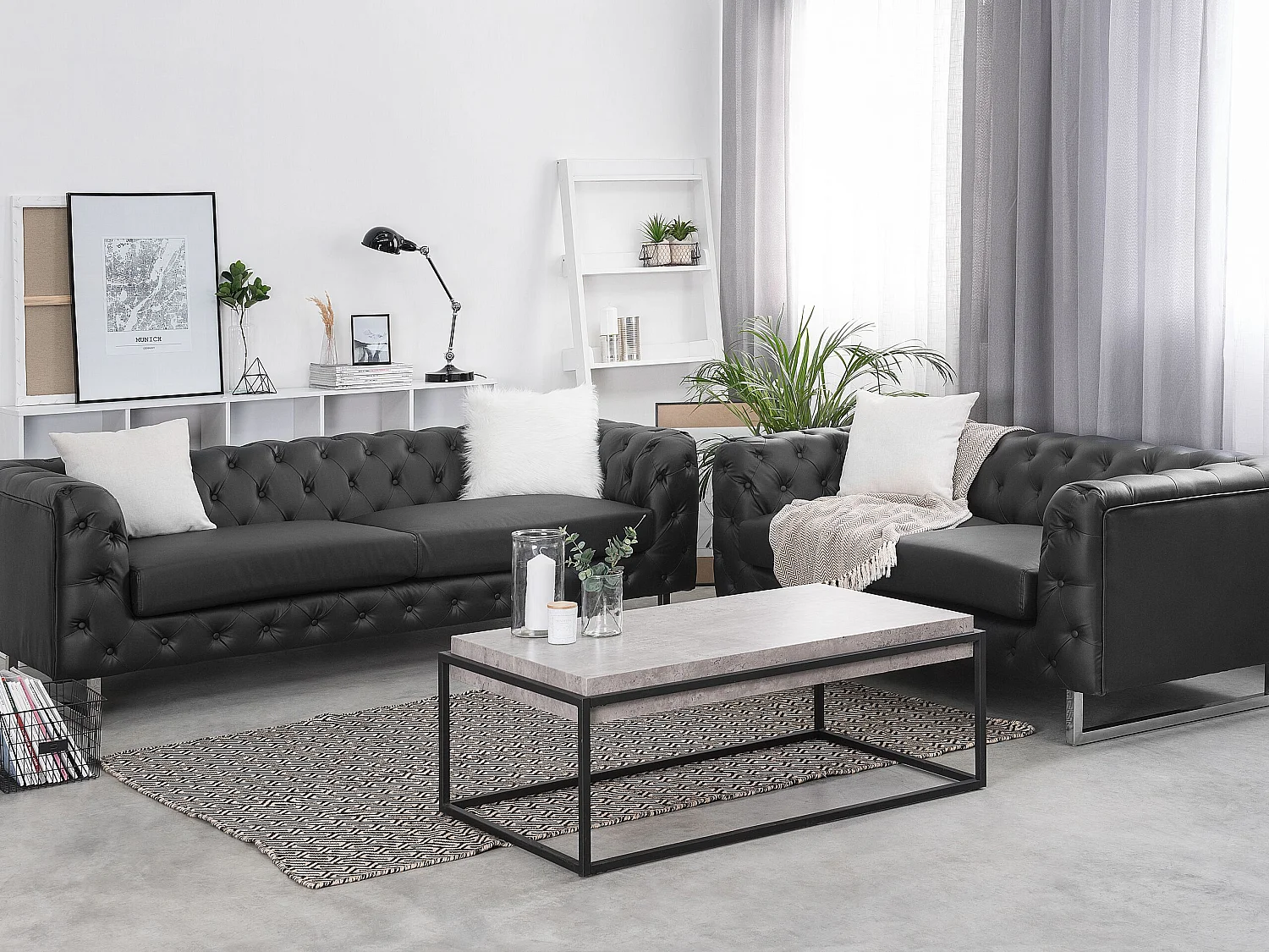 Bankenset VISSLAND Kunstleer Zwart 5-zitter
