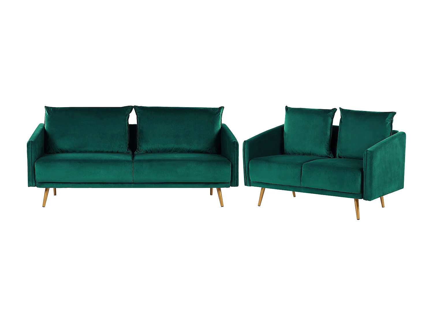 Sofa Set aus Samtstoff Grün 2-Sitzer 3-Sitzer modernes Wohnzimmer-Set Maura