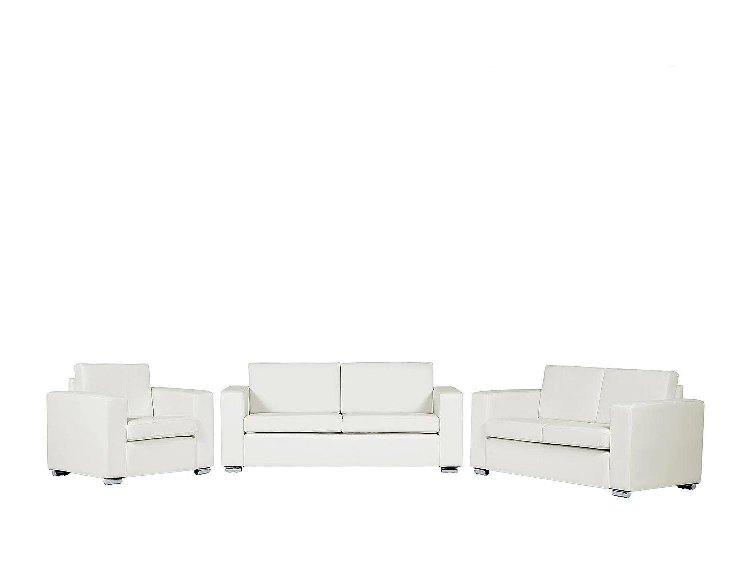 Ensemble de salon 6 places HELSINKI Cuir Blanc