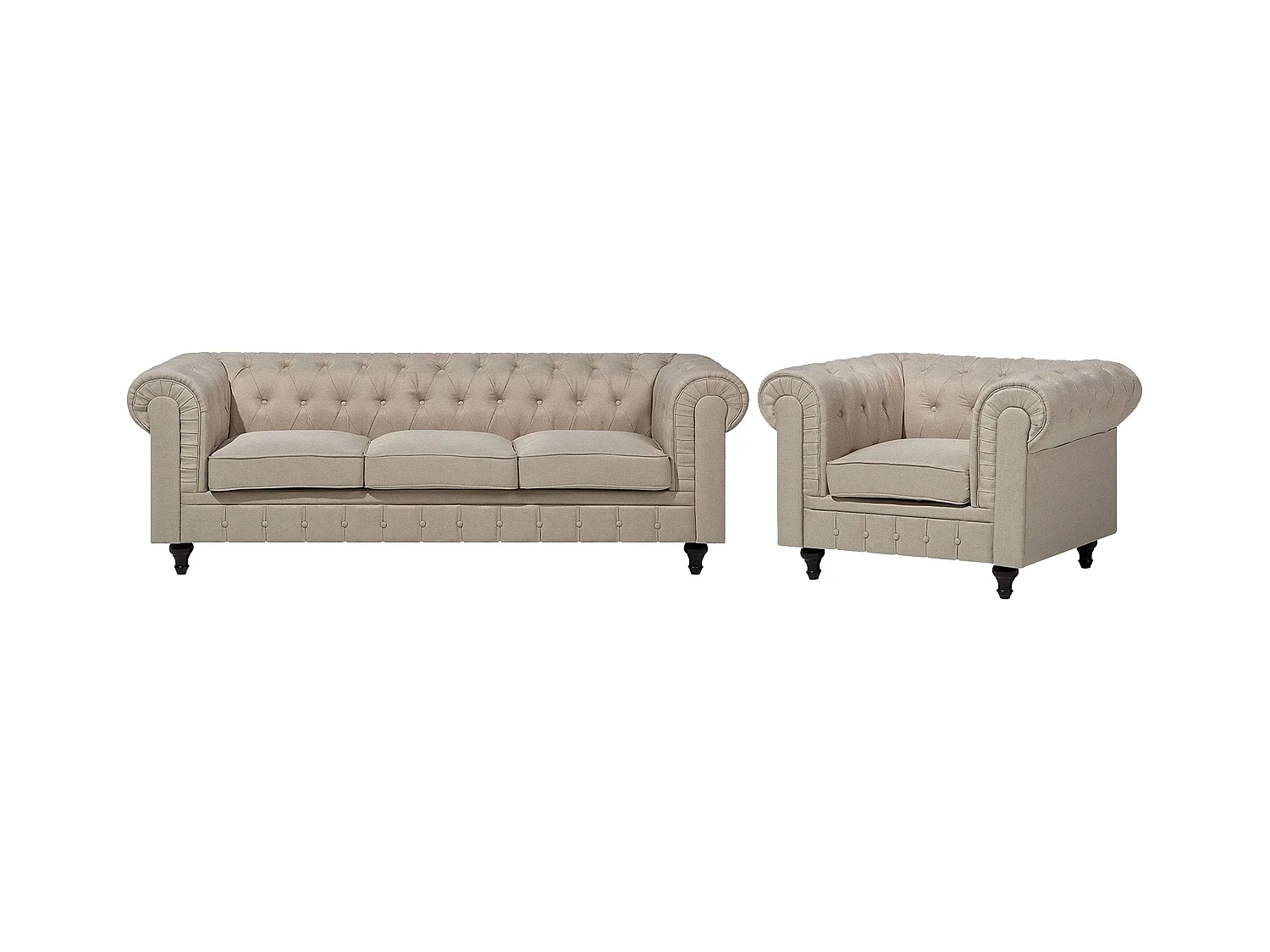 Sofa Set CHESTERFIELD Stoff Beige 4-Sitzer