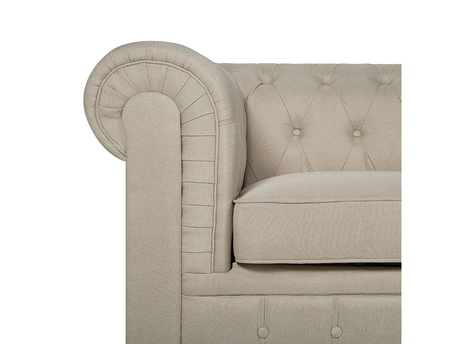 Conjunto de sala de estar CHESTERFIELD Tecido Creme 4 lugares
