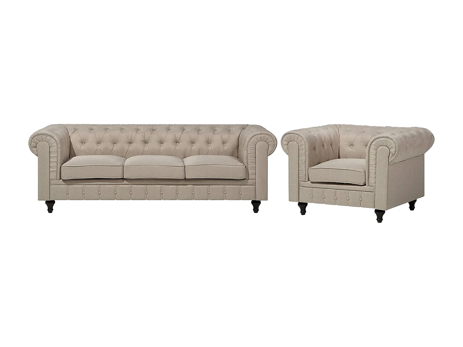 Bankenset CHESTERFIELD Stof Beige 4-zitter