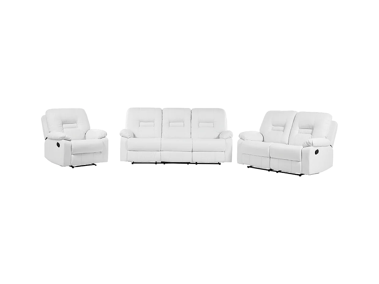 Ensemble de salon relax manuel 6 places BERGEN Cuir PU Blanc