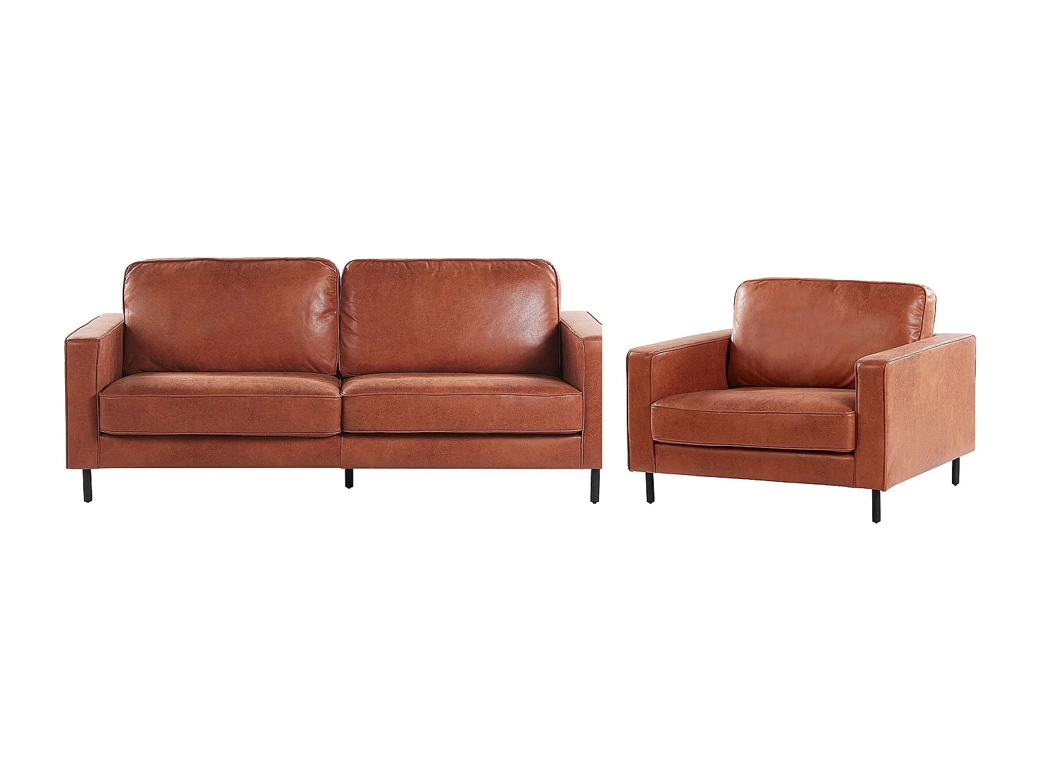 Modernes Wohnzimmer Set Sofa Sessel Lederoptik in Goldbraun Savalen