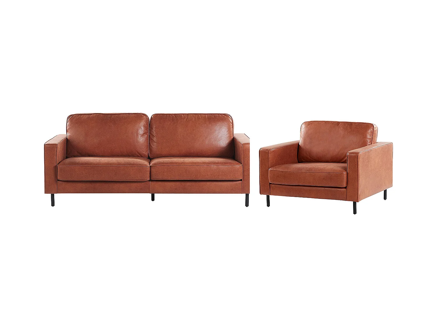 Modernes Wohnzimmer Set Sofa Sessel Lederoptik in Goldbraun Savalen