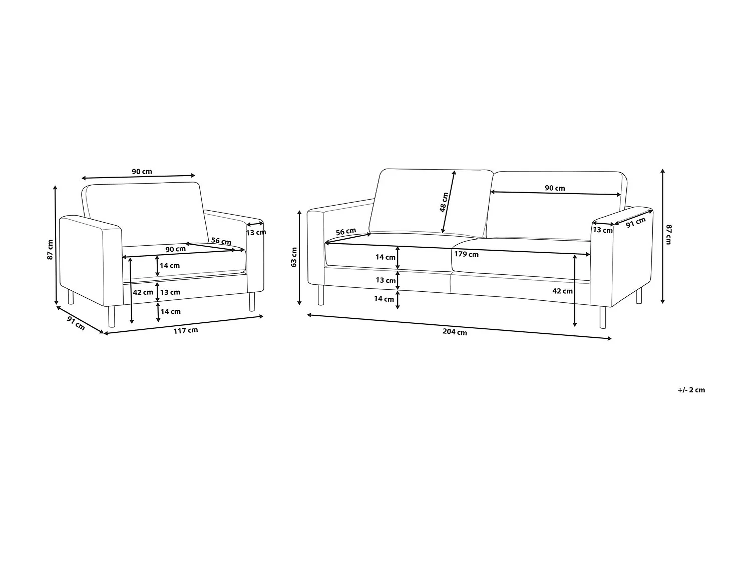 Bankenset SAVALEN Kunstleer Goudbruin 4-zitter