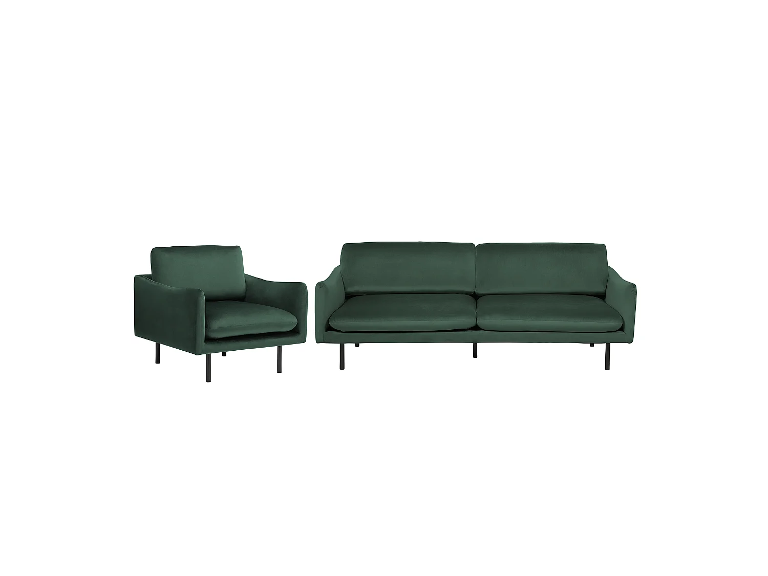 Ensemble canapé et fauteuil en velours vert 4 places VINTERBRO