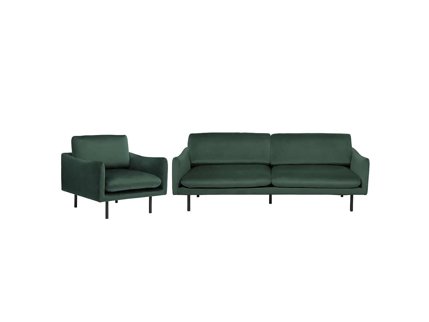 Ensemble canapé et fauteuil en velours vert 4 places VINTERBRO