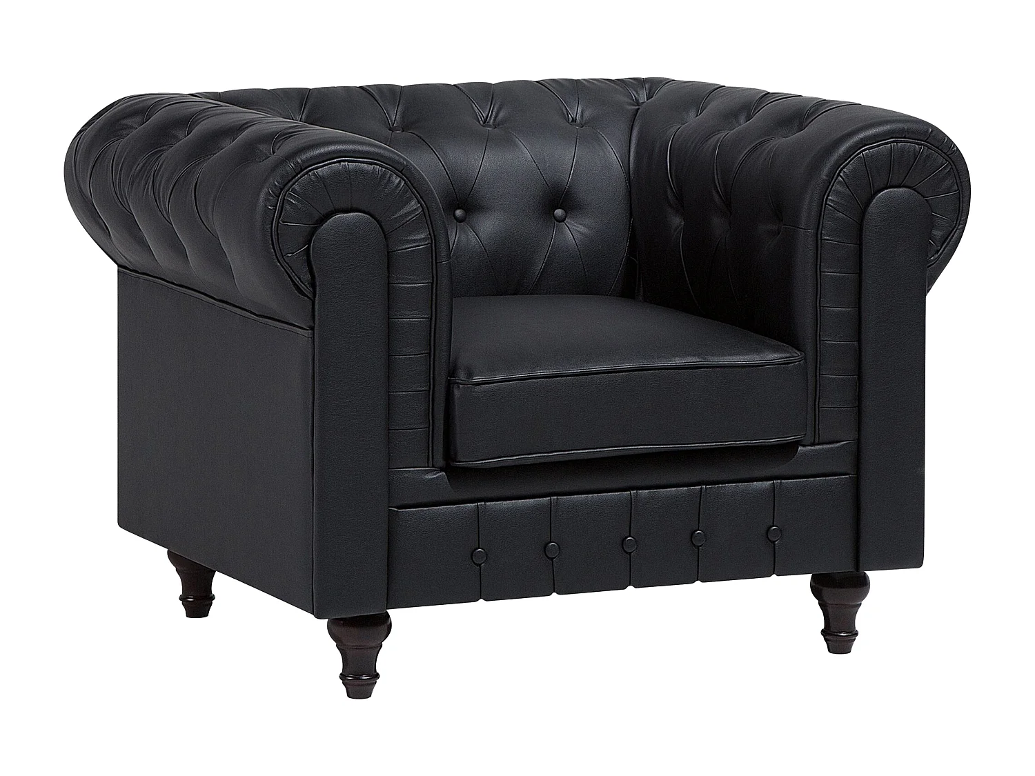 Ensemble de salon 4 places CHESTERFIELD Cuir PU Noir