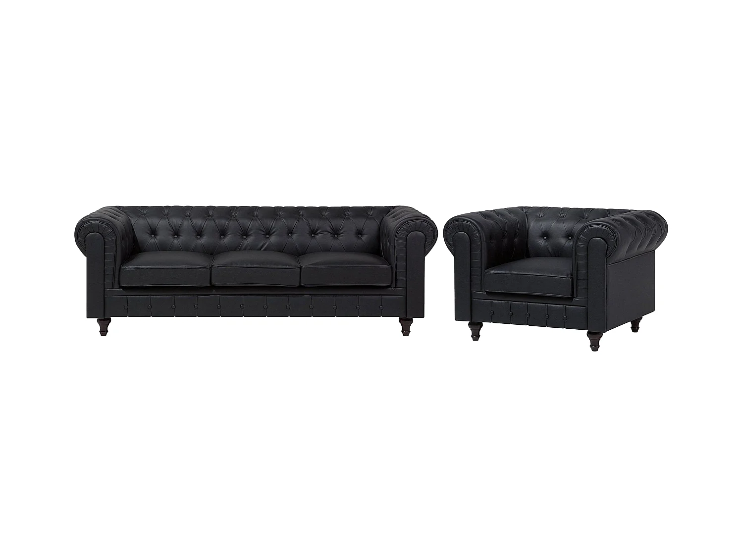 Bankenset CHESTERFIELD Kunstleer Zwart 4-zitter