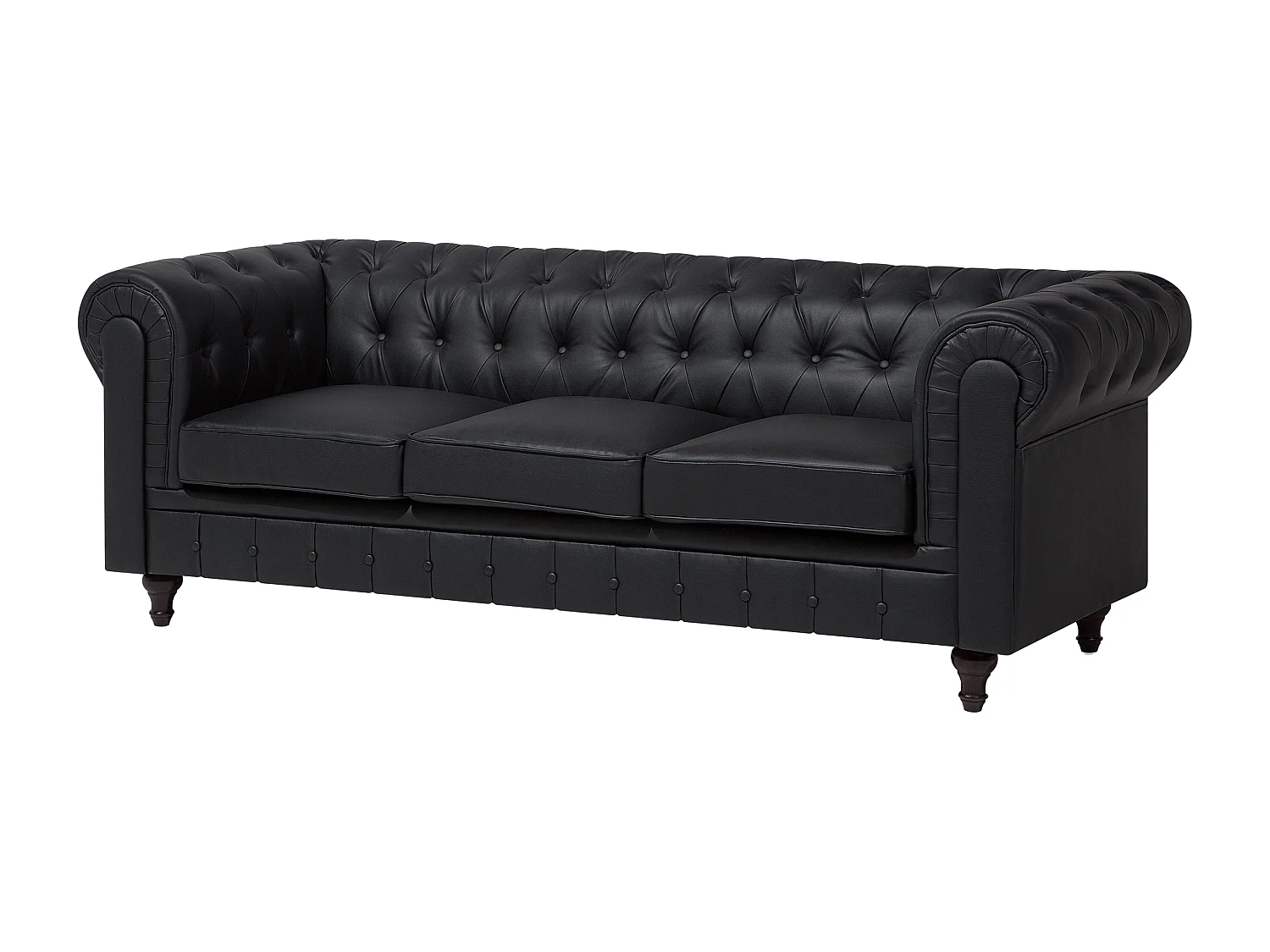 Ensemble de salon 4 places CHESTERFIELD Cuir PU Noir