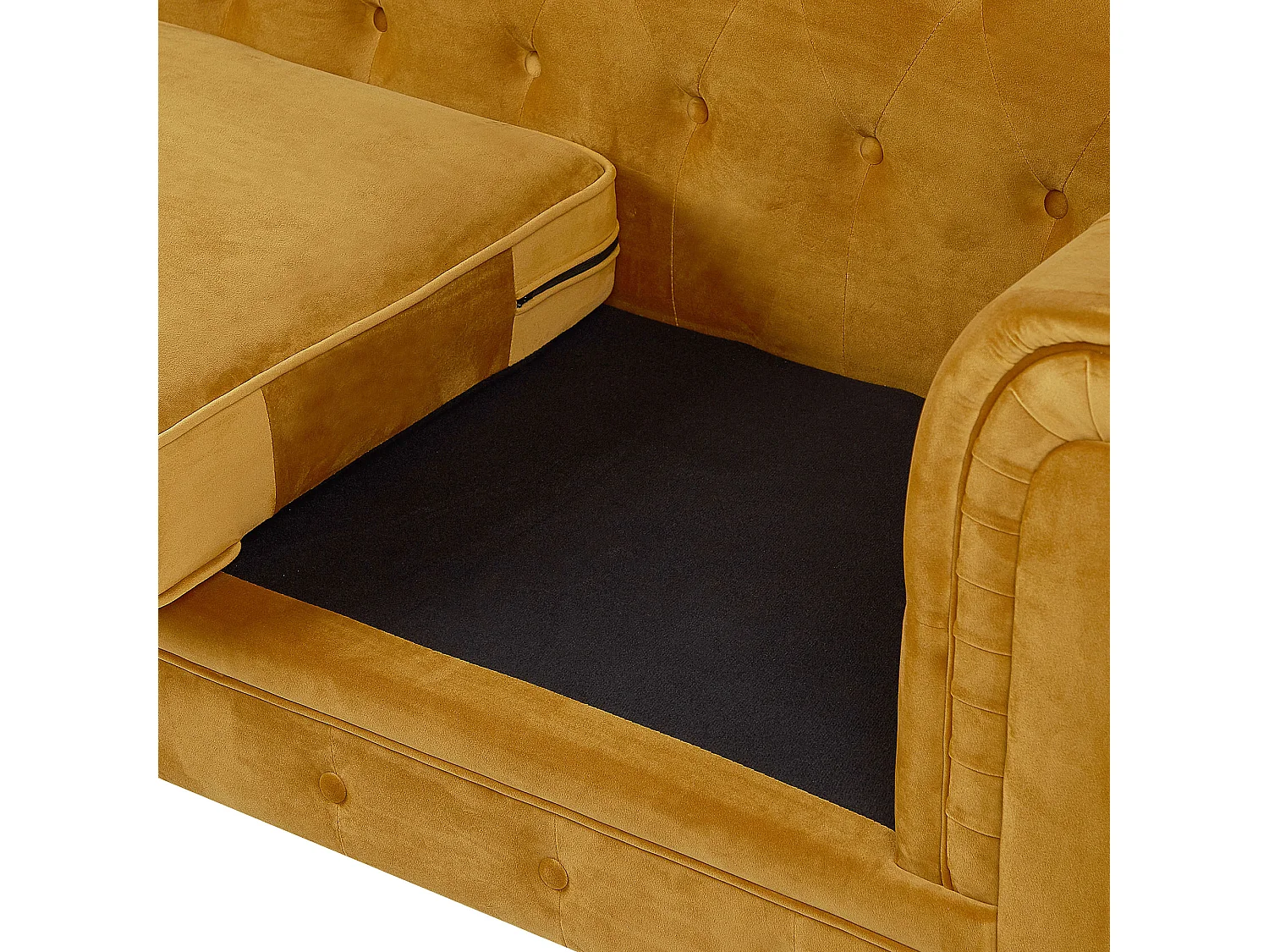 Bankenset CHESTERFIELD Fluweel Mosterdgeel 4-zitter