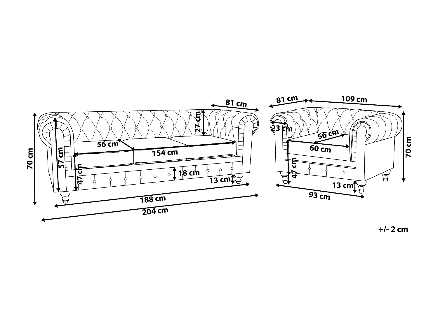 Set da salotto CHESTERFIELD Velluto Senape 4 posti