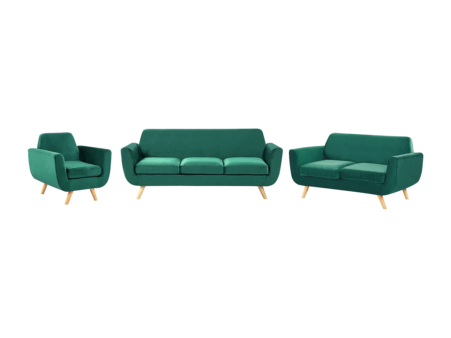 Ensemble de salon BERNES Velours Vert 6 places