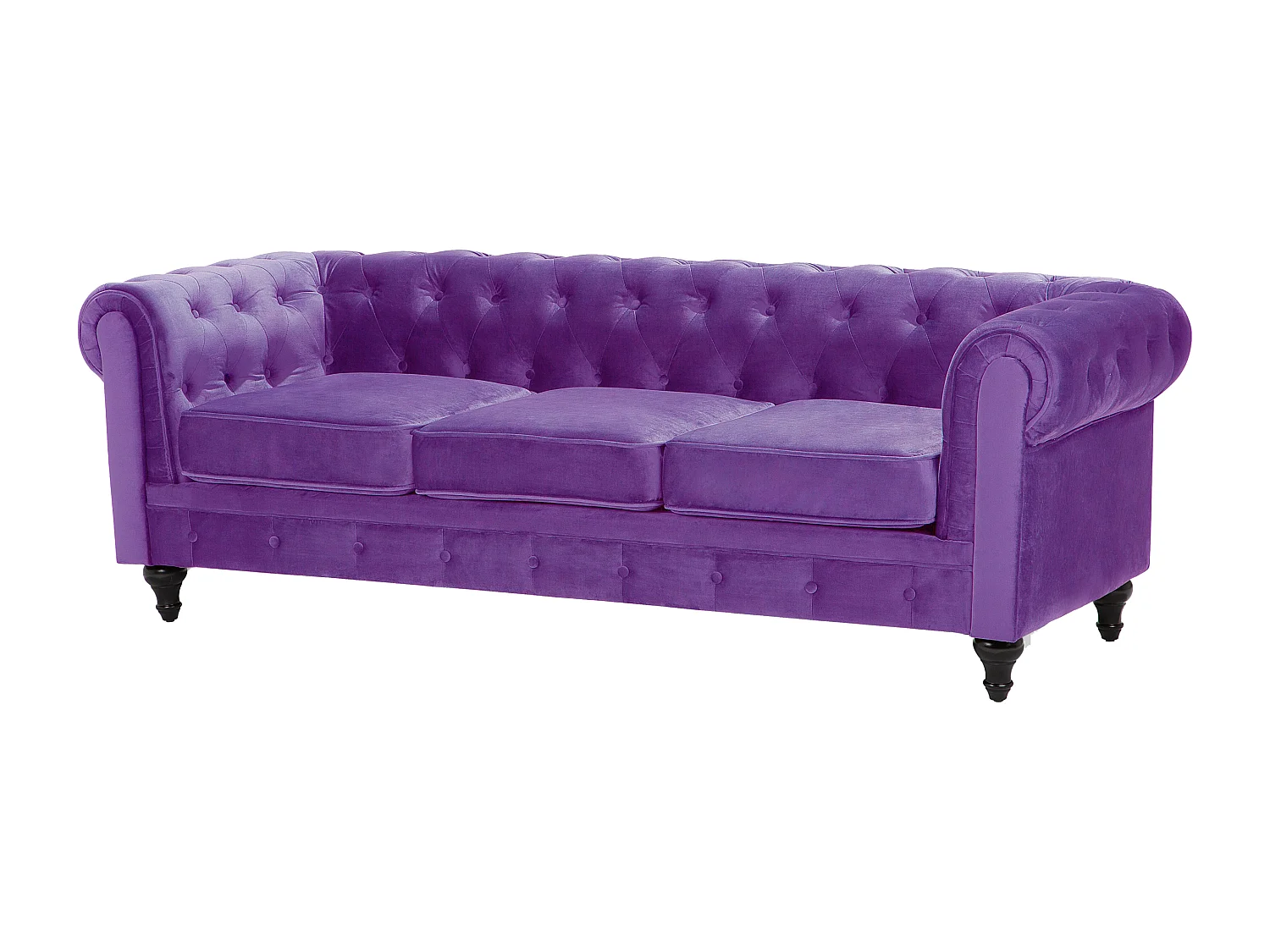 Sofa Set CHESTERFIELD Samtstoff Violett 4-Sitzer