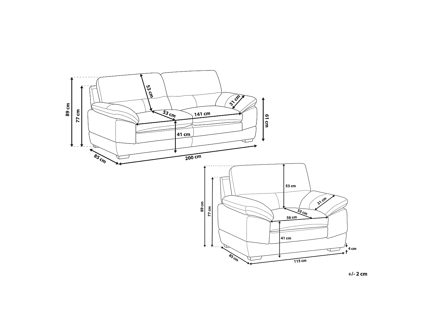 Ledersessel Ledersofa Goldbraun modernes Wohnzimmer-Set Horten