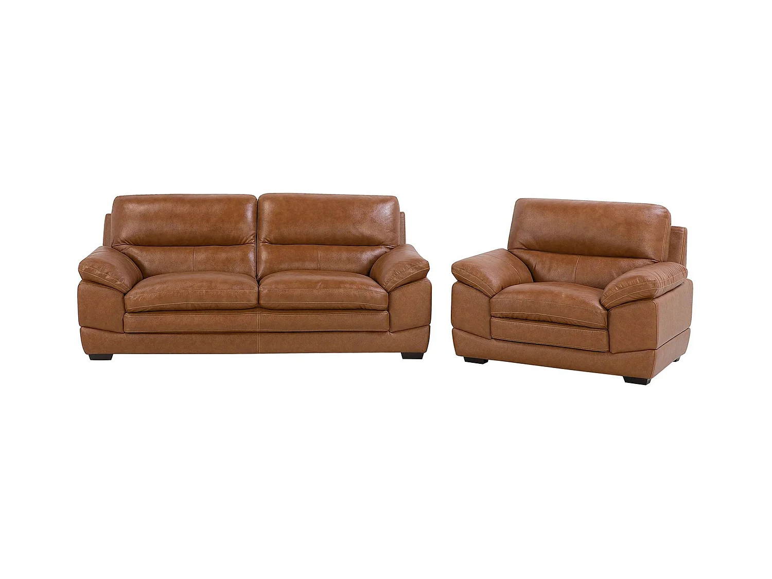Ensemble de salon 4 places HORTEN Cuir Marron