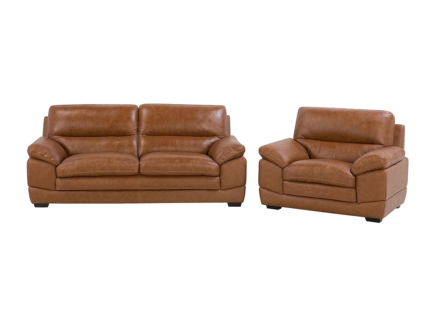 Conjunto de sala de estar HORTEN Pele Castanho 4 lugares