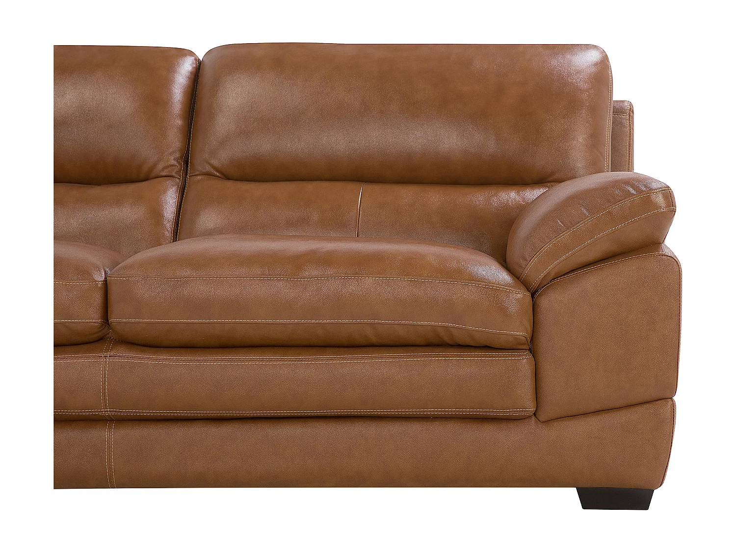 Conjunto de sala de estar HORTEN Pele Castanho 4 lugares