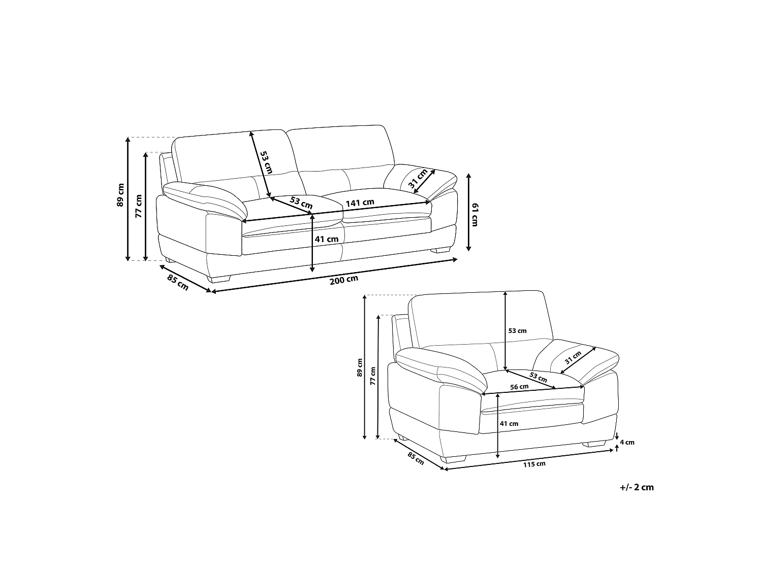 Bankenset HORTEN Leer Bruin 4-zitter