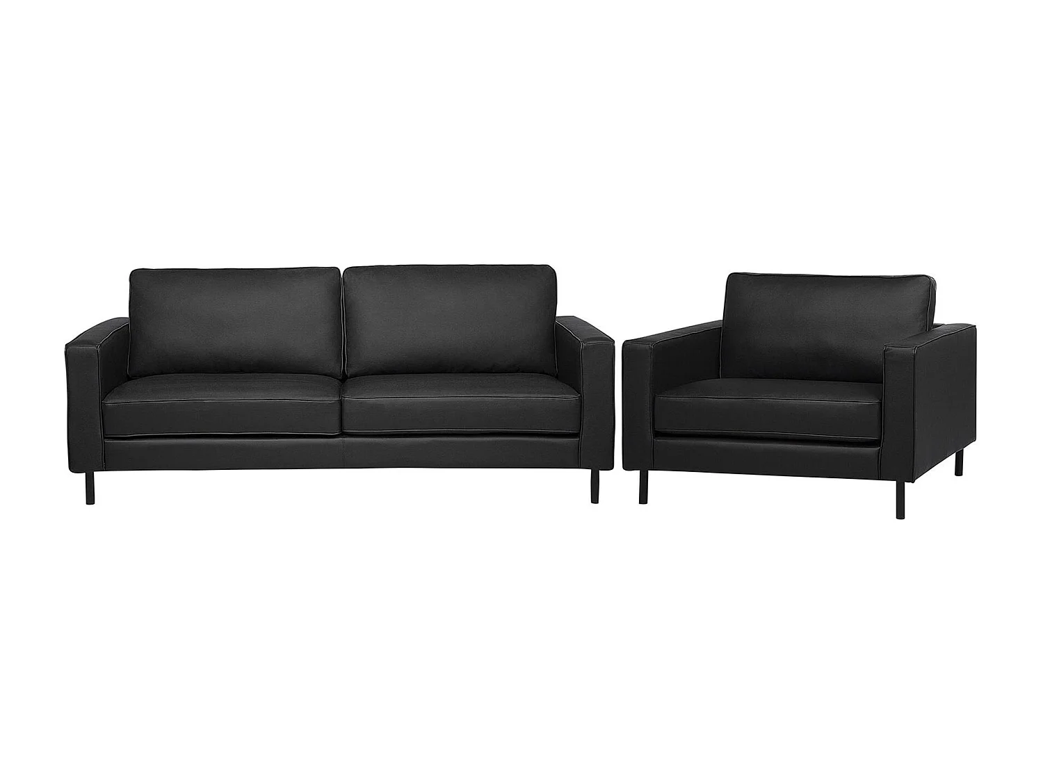 Ensemble de salon SAVALEN Cuir Noir 4 places