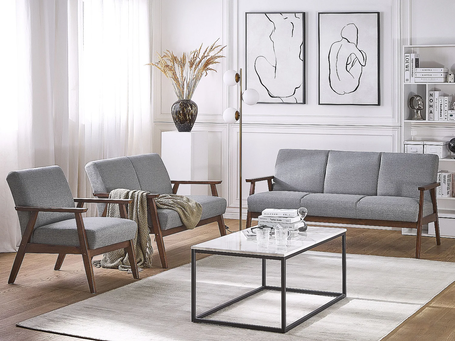 Ensemble de salon ASNES Tissu Gris