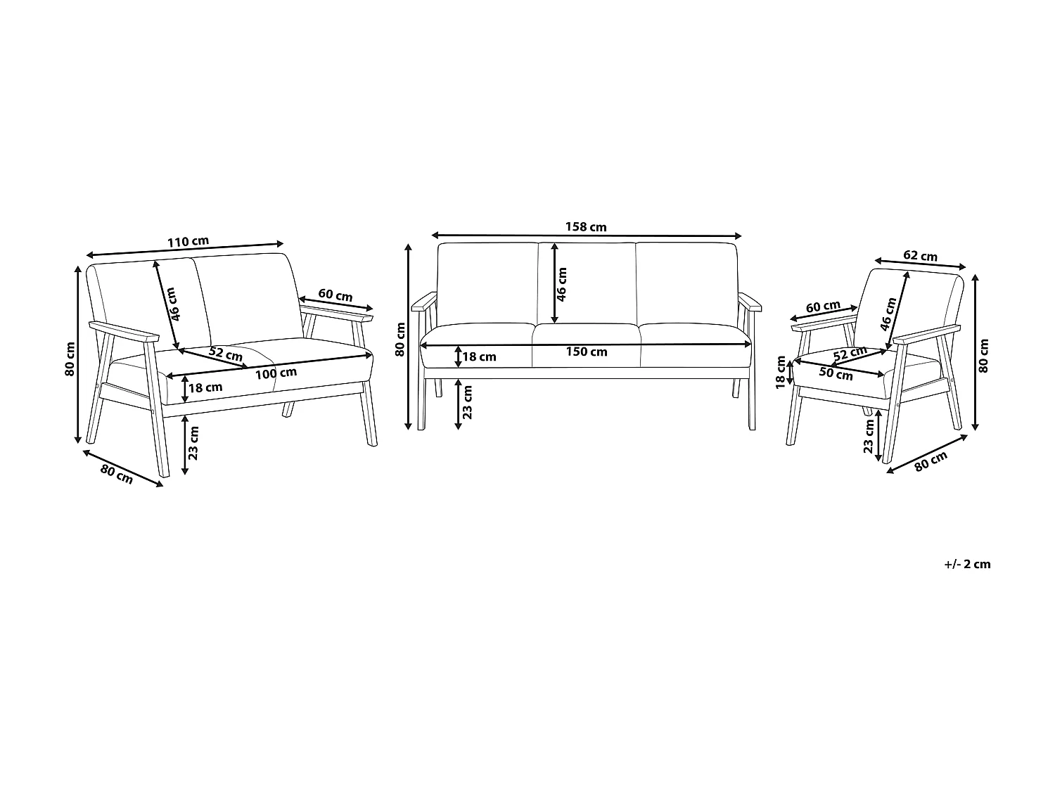 Ensemble de salon ASNES Tissu Gris