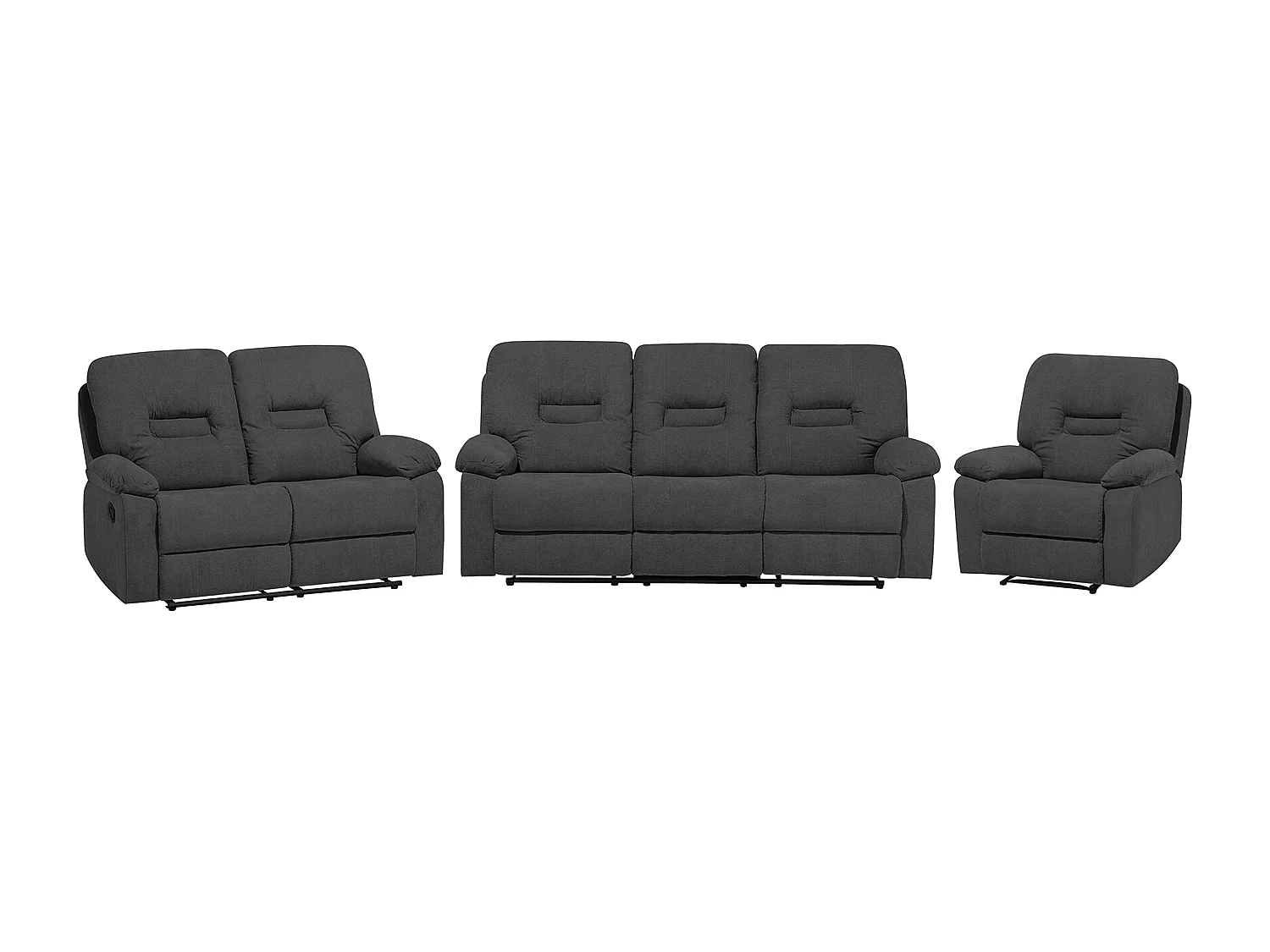 Ensemble canapés et fauteuil en tissu gris 6 places BERGEN