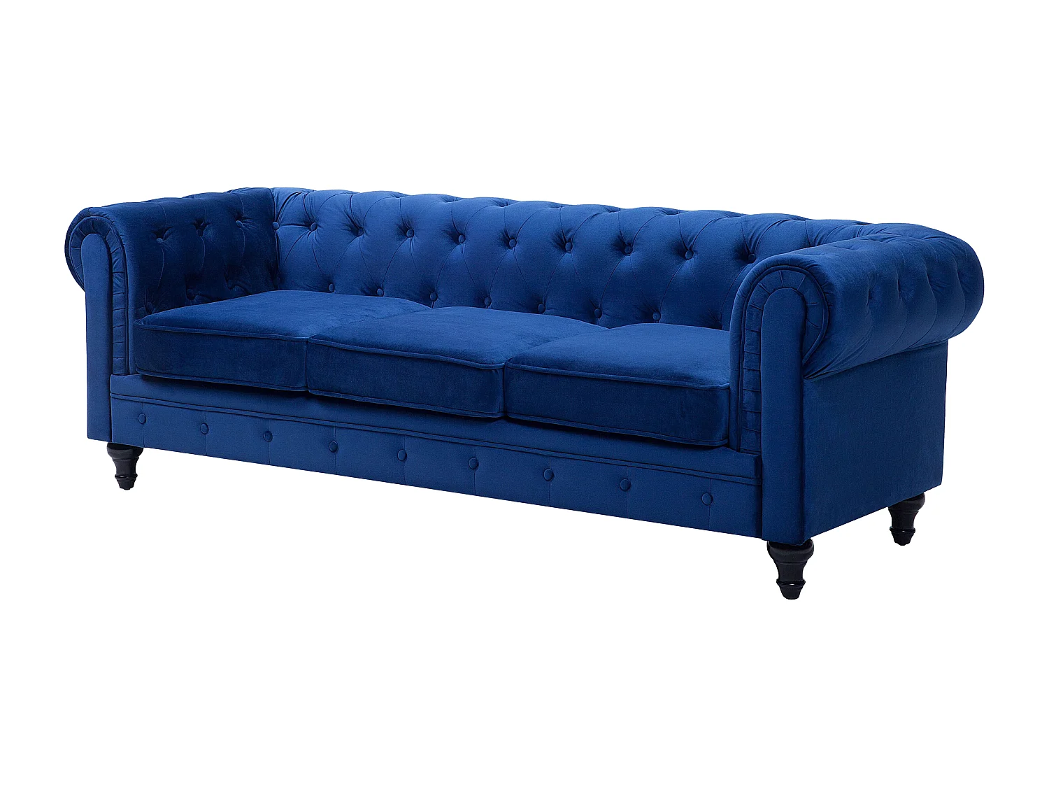 Ensemble de salon CHESTERFIELD Velours Bleu marine 4 places