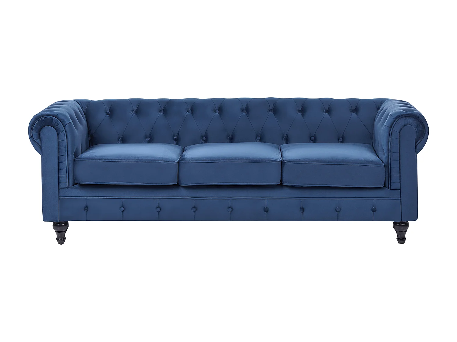 Ensemble de salon CHESTERFIELD Velours Bleu marine 4 places
