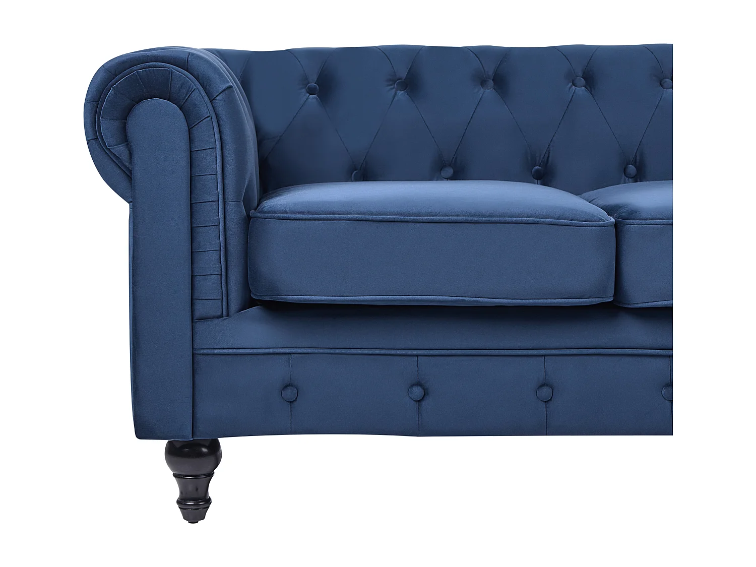 Ensemble de salon CHESTERFIELD Velours Bleu marine 4 places