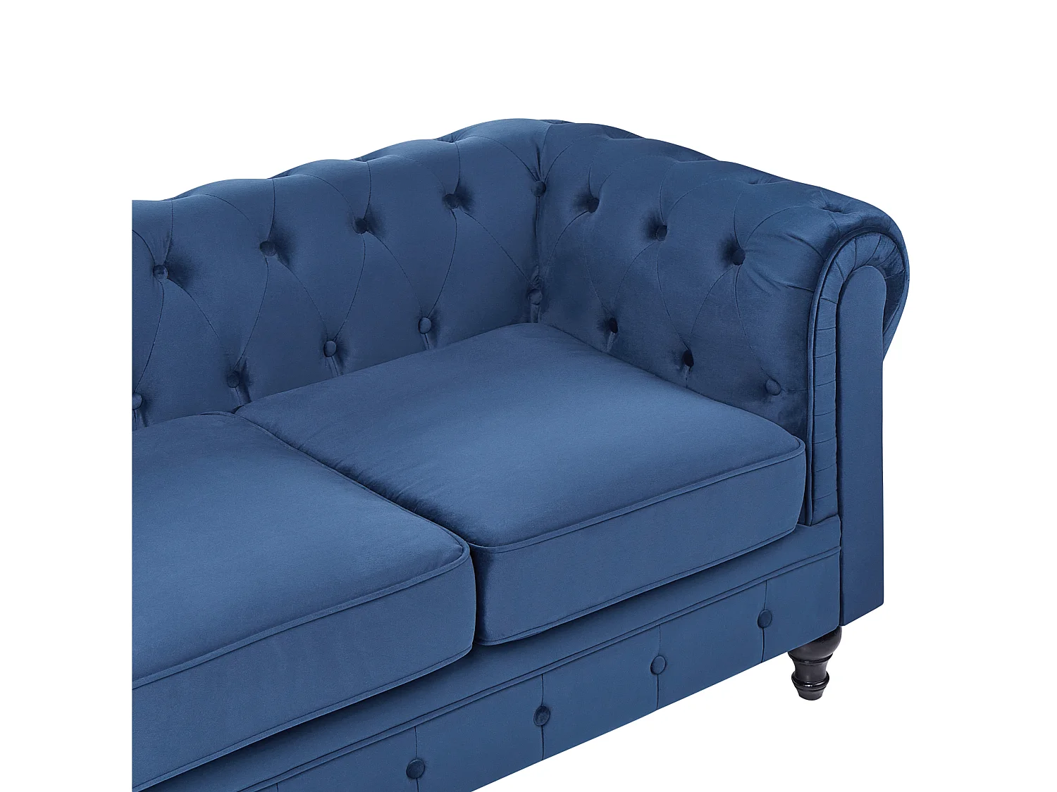 Ensemble de salon CHESTERFIELD Velours Bleu marine 4 places