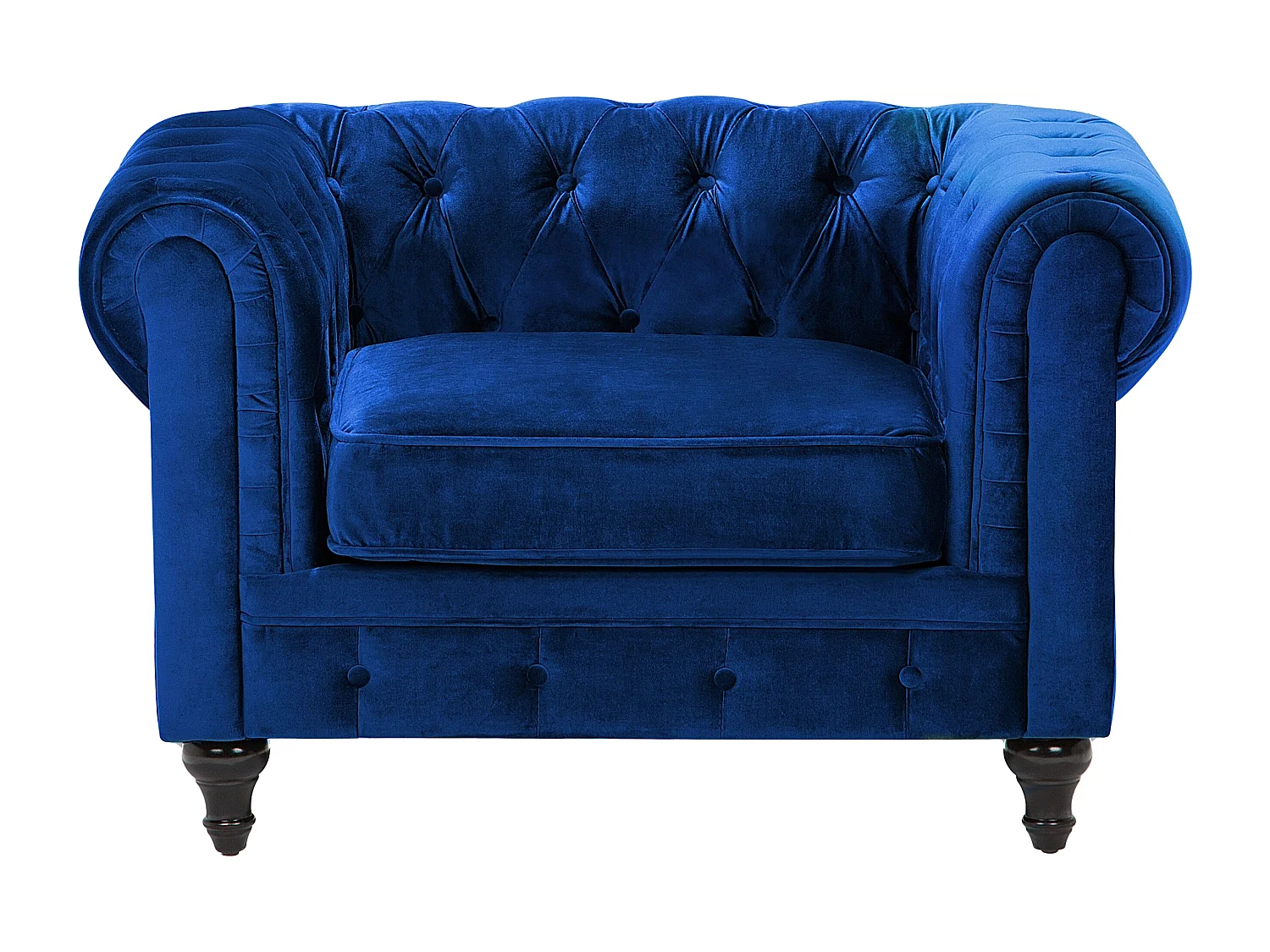 Ensemble de salon CHESTERFIELD Velours Bleu marine 4 places