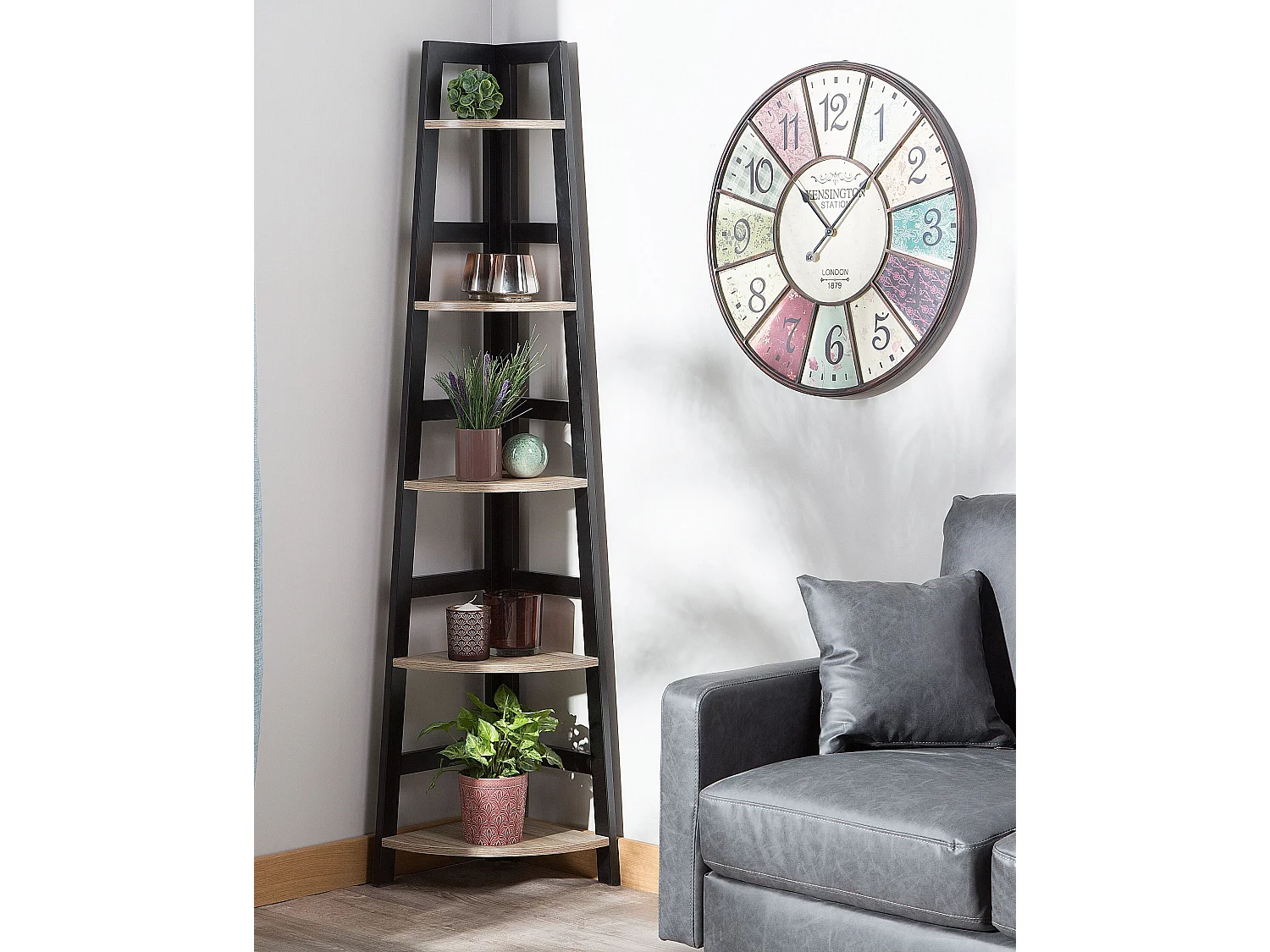 Estante de canto de 5 níveis BEXLEY 163 cm Preto