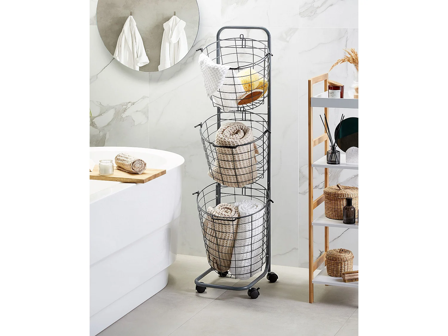 Support de panier AYAPAL avec roues Métal Gris