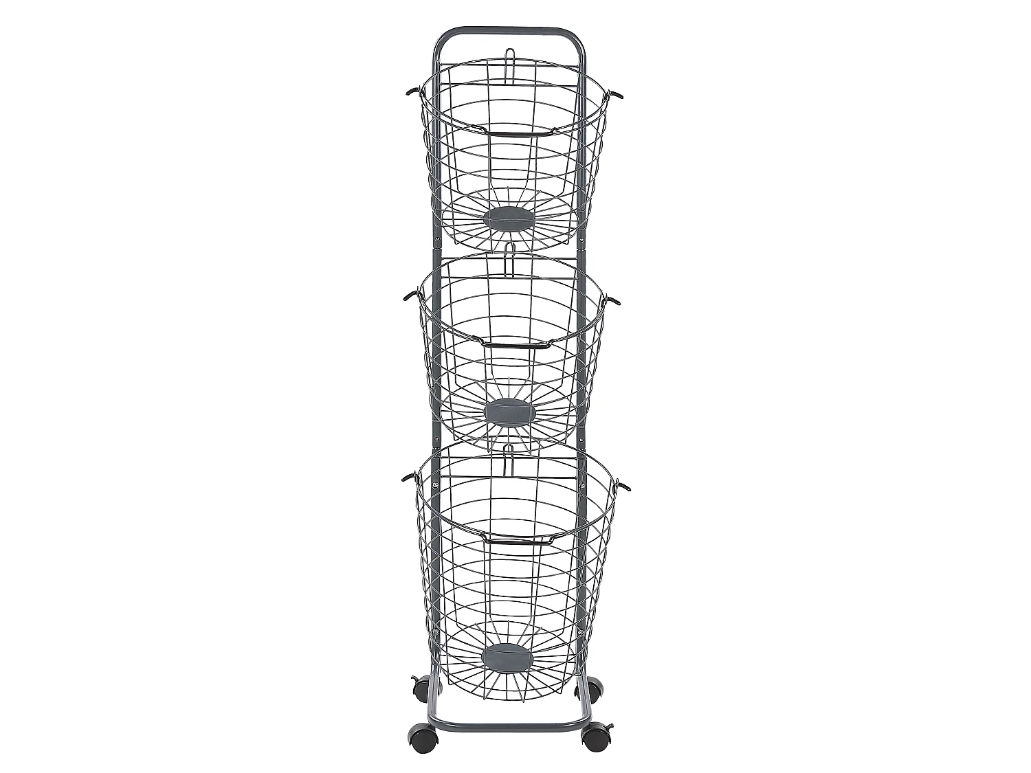 Carrinho metálico cinzento com 3 cestos AYAPAL