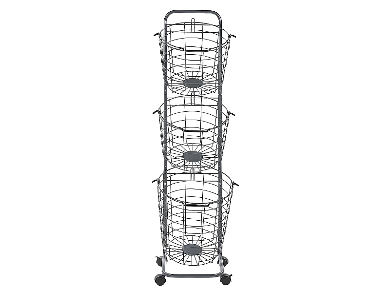 Korbständer 3er Set auf Rollen Grau Metall Modern Funktional Ayapal