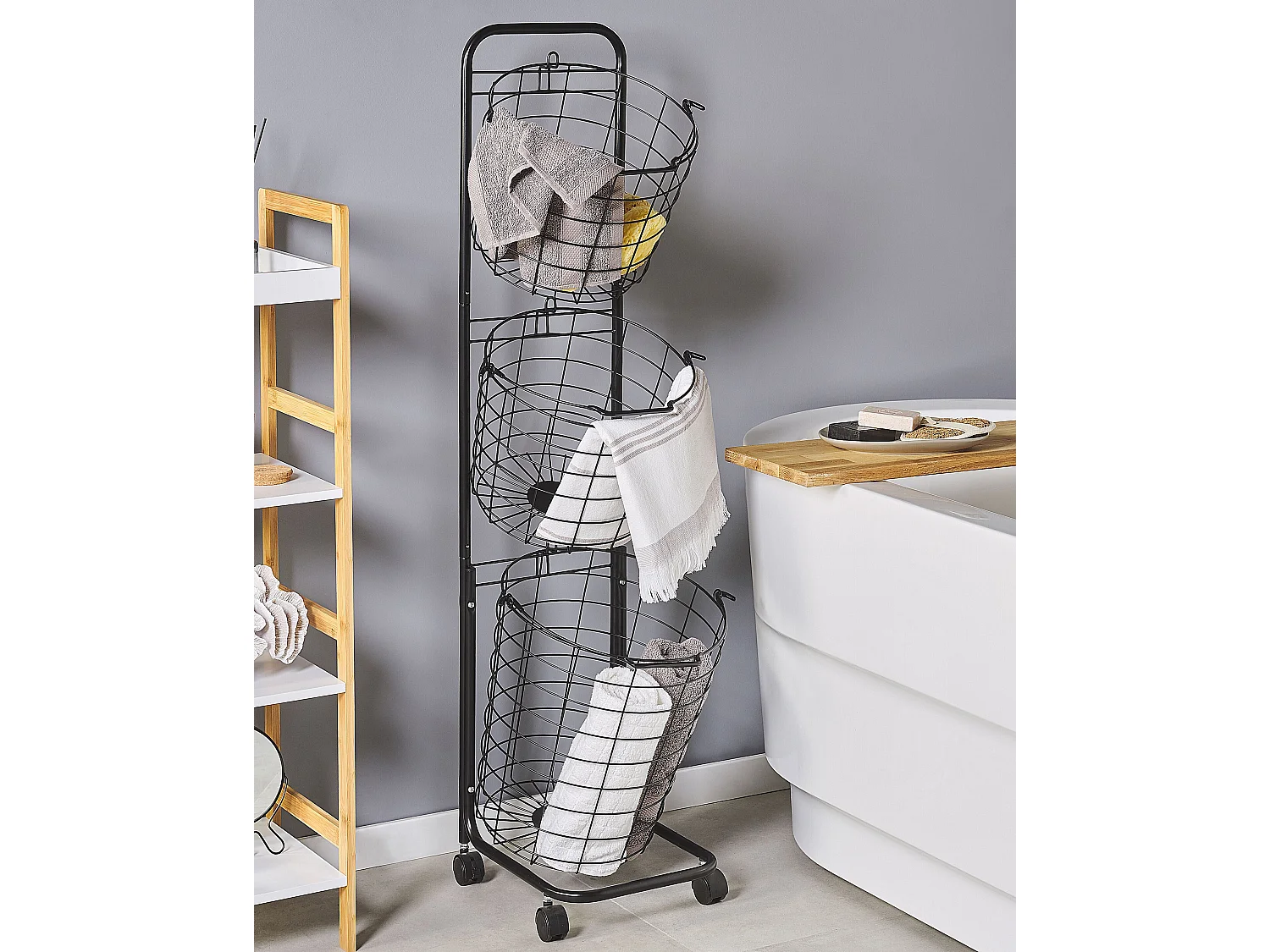 Carrello 3 ceste metallo nero 123 cm AYAPAL