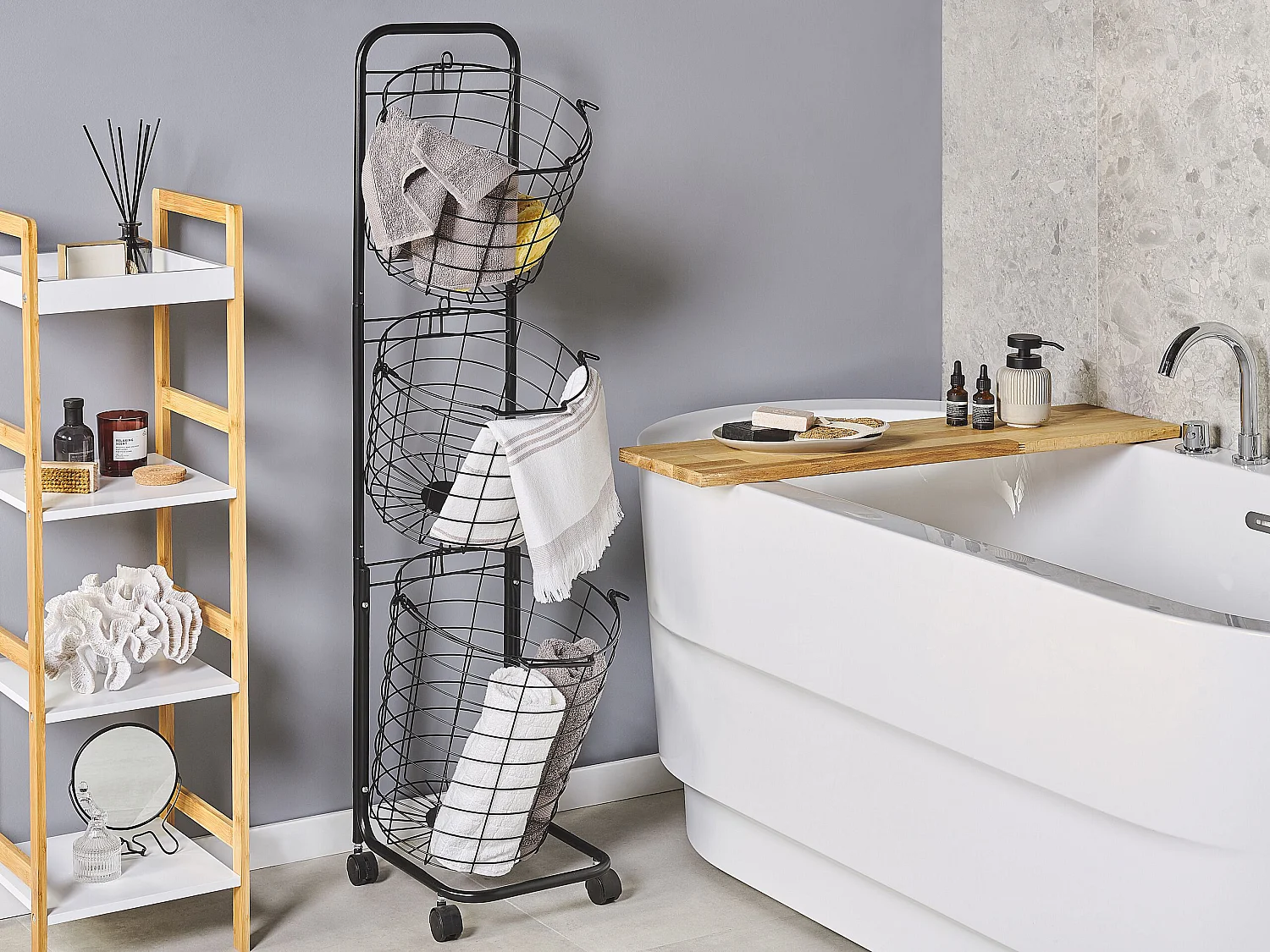 Support de panier AYAPAL avec roues Métal Noir