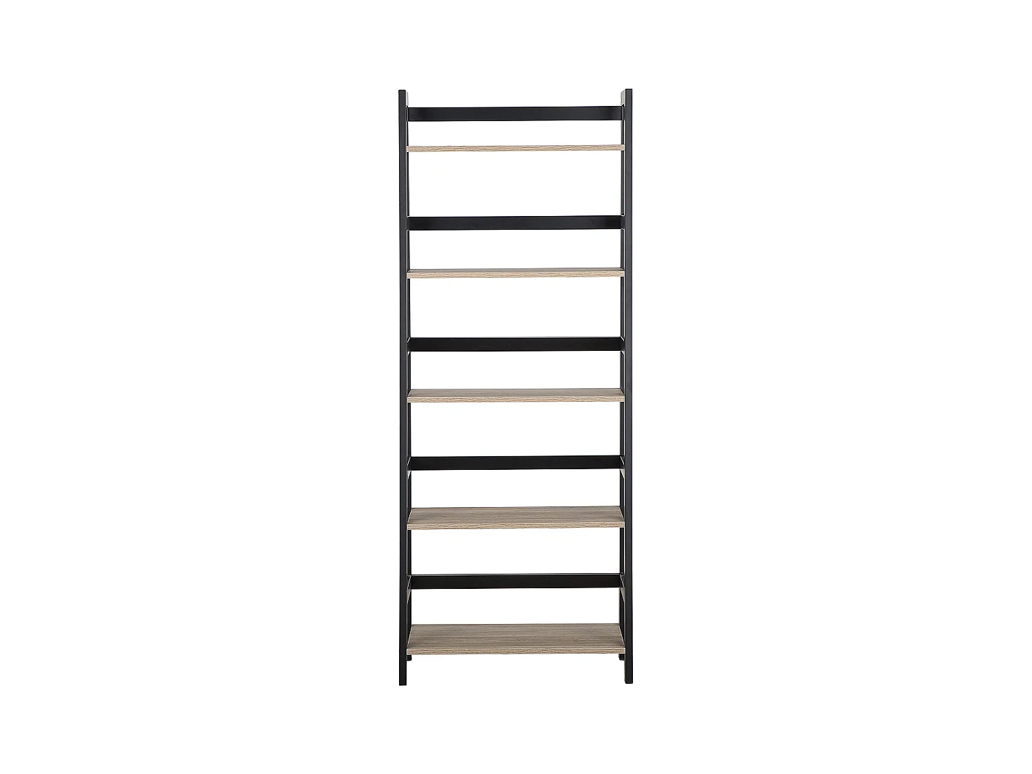 Hohes Leiterregal Holzoptik hellbraun 5 Fächer Metallgestell schwarz Croydon